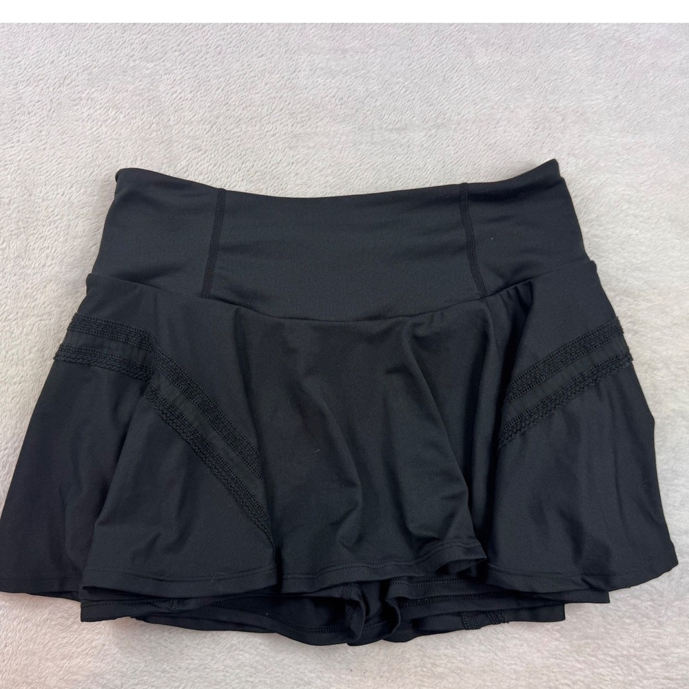 Free People Movement Black Lace Trim Skort Athletic Tennis Skirt Women Size M